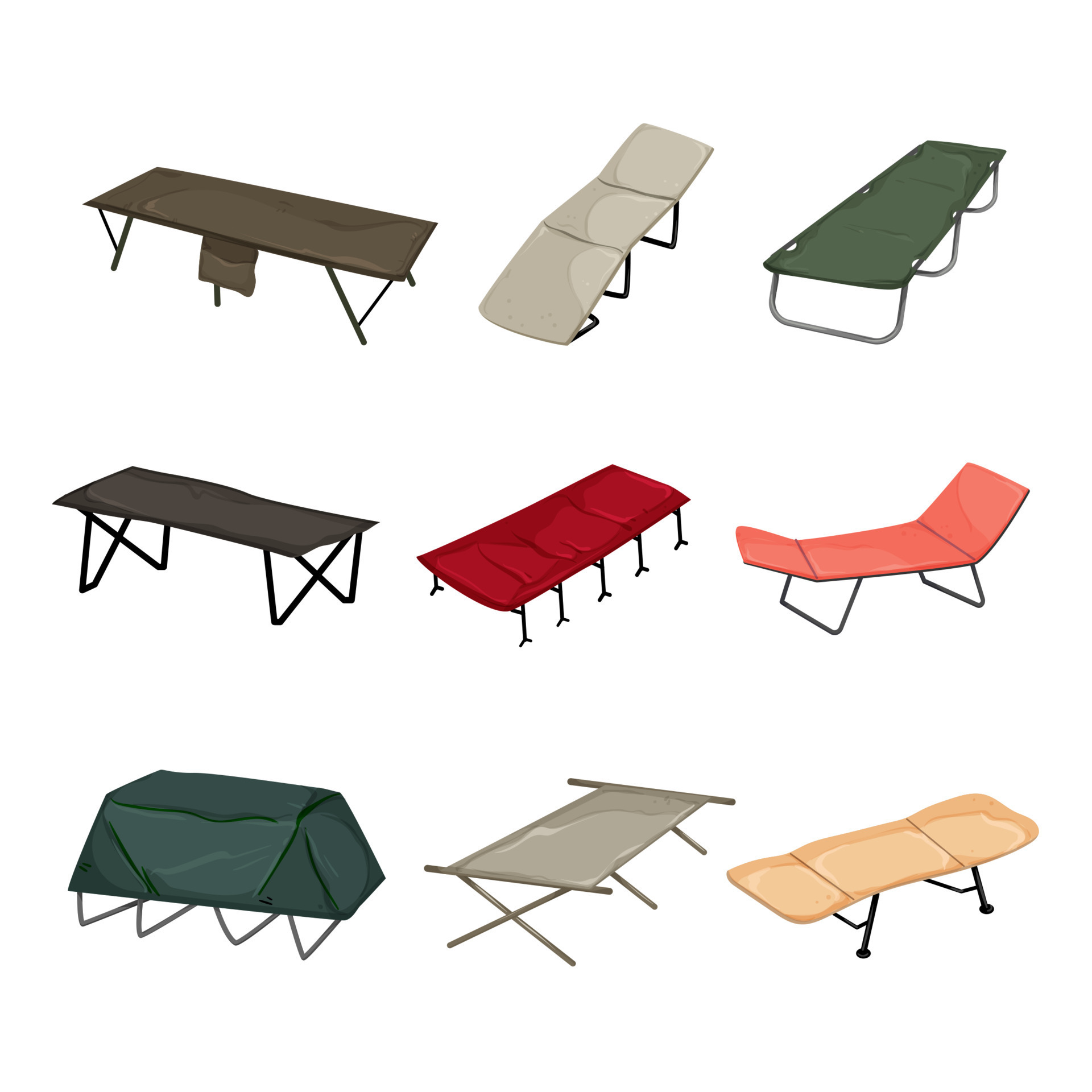 cot camp set cartoon vector illustration 17420391 Vector Art at Vecteezy