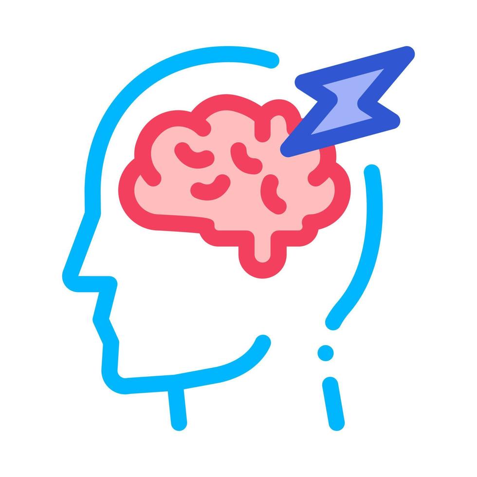 Brain Lightning Volt Silhouette Headache Vector