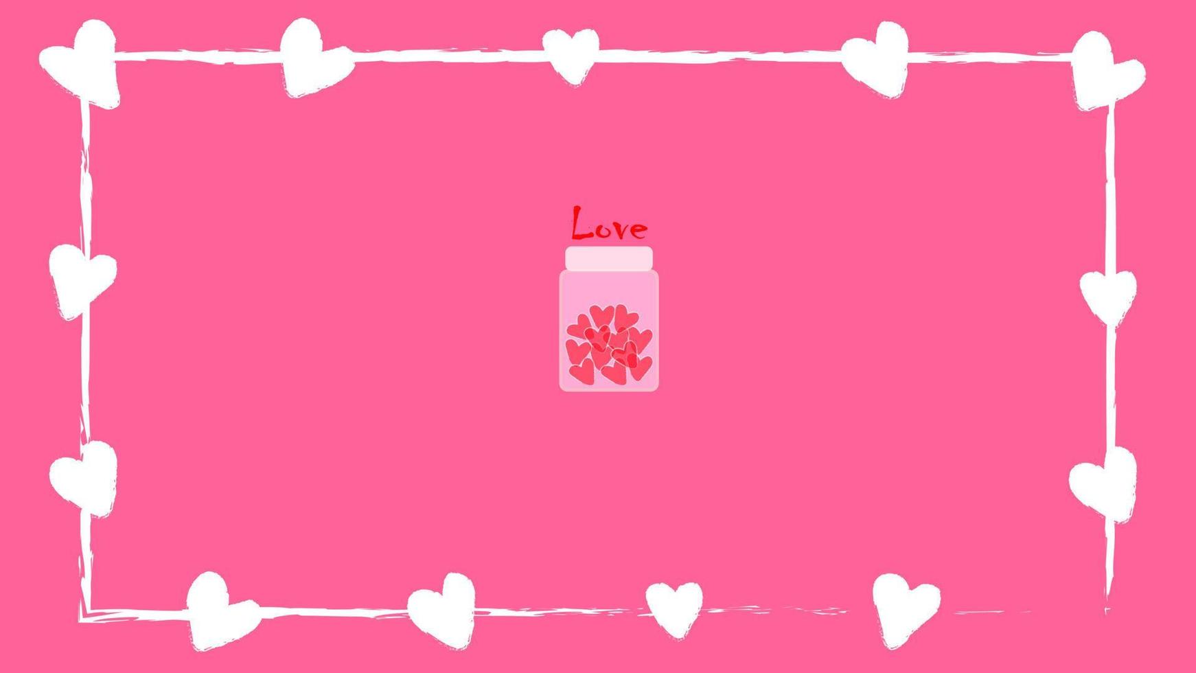 valentine heart piggy bank white heart frame pink background The