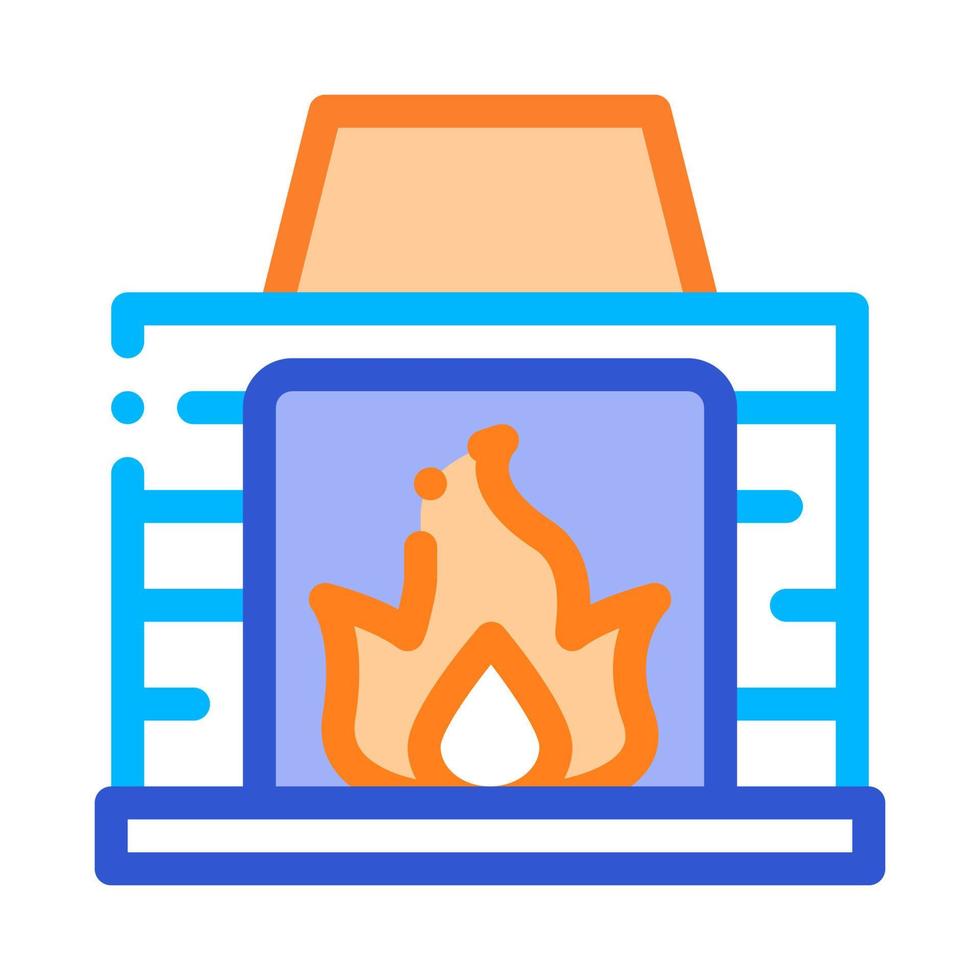 Fireplace With Fire Flame Heating Equipment Vector