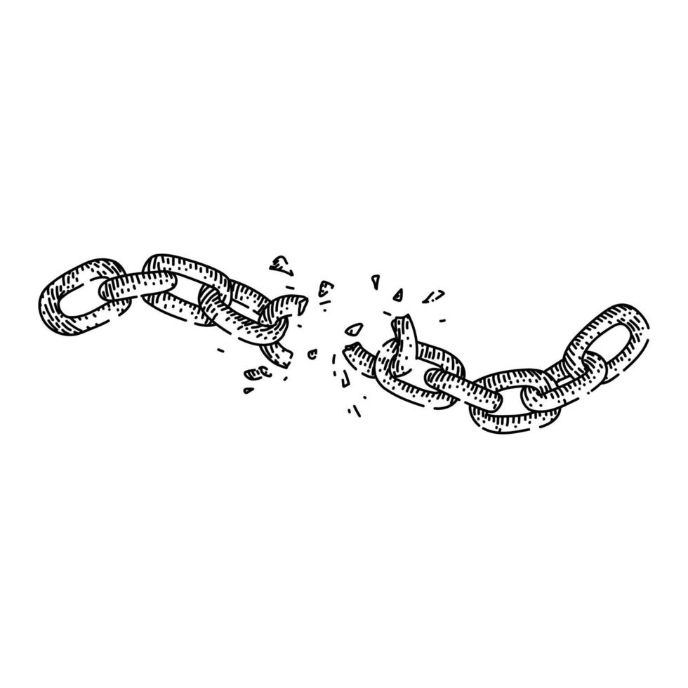 broken chain sketch hand drawn vector