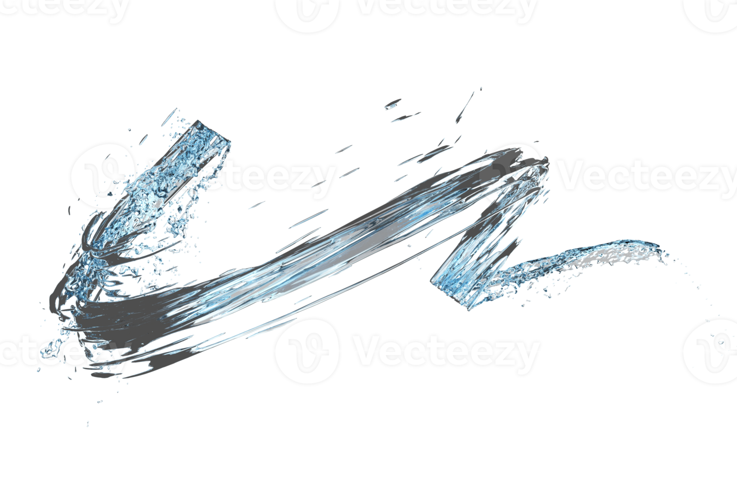 3d water splash transparent, clear blue water scattered around isolated. 3d render illustration png