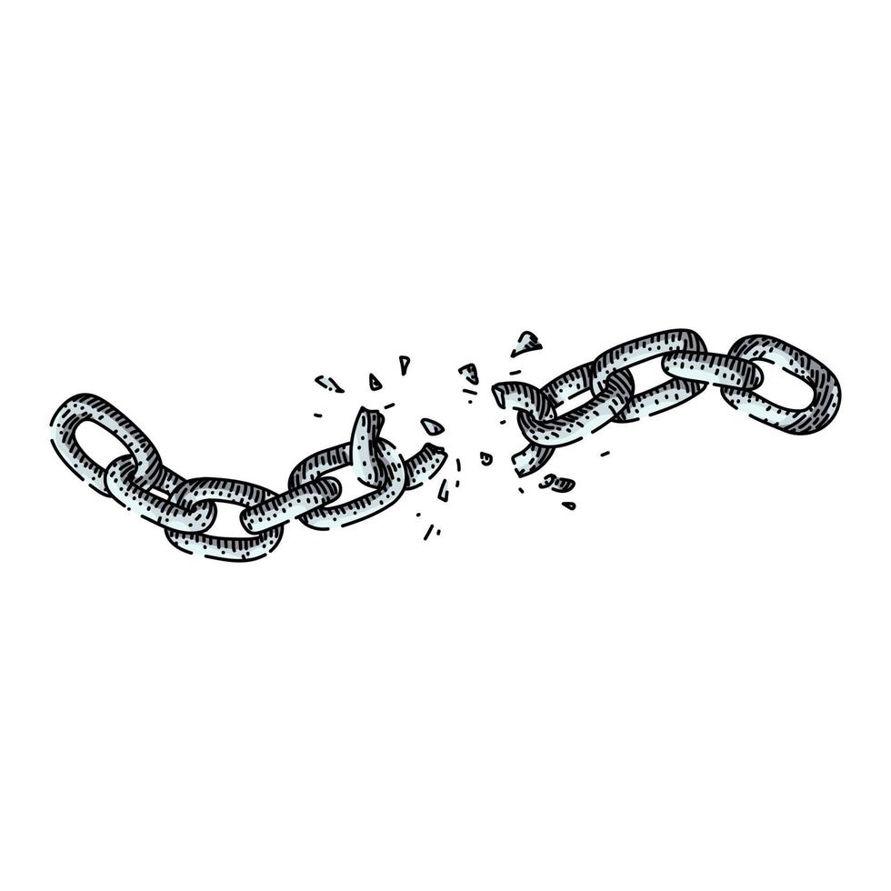 broken chain sketch hand drawn vector