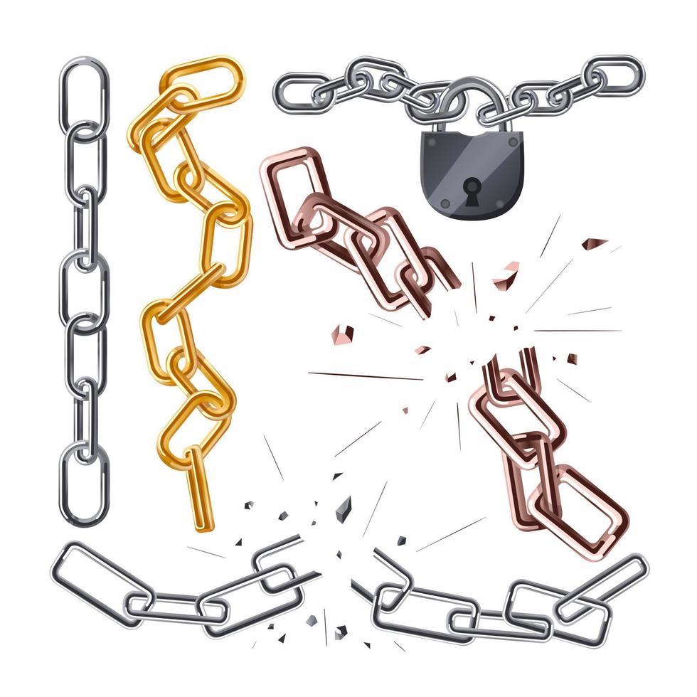 chain metal set cartoon vector illustration