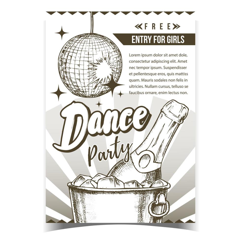 Dance Party With Alcohol Advertising Poster Vector