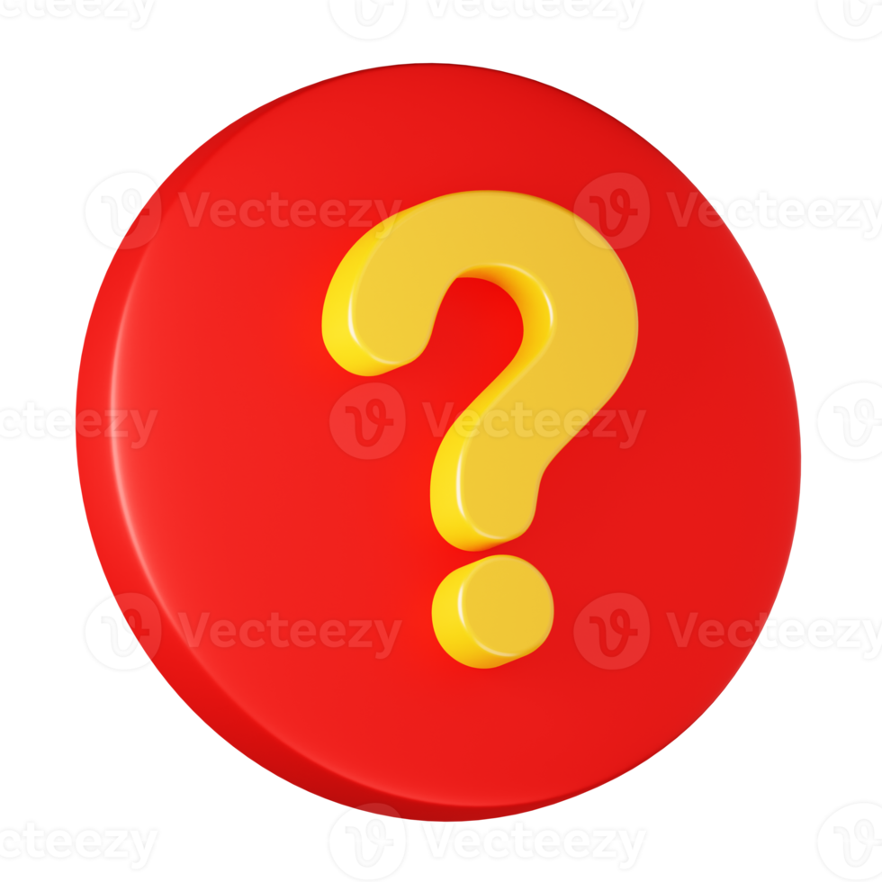 3d realistic red question mark illustration png