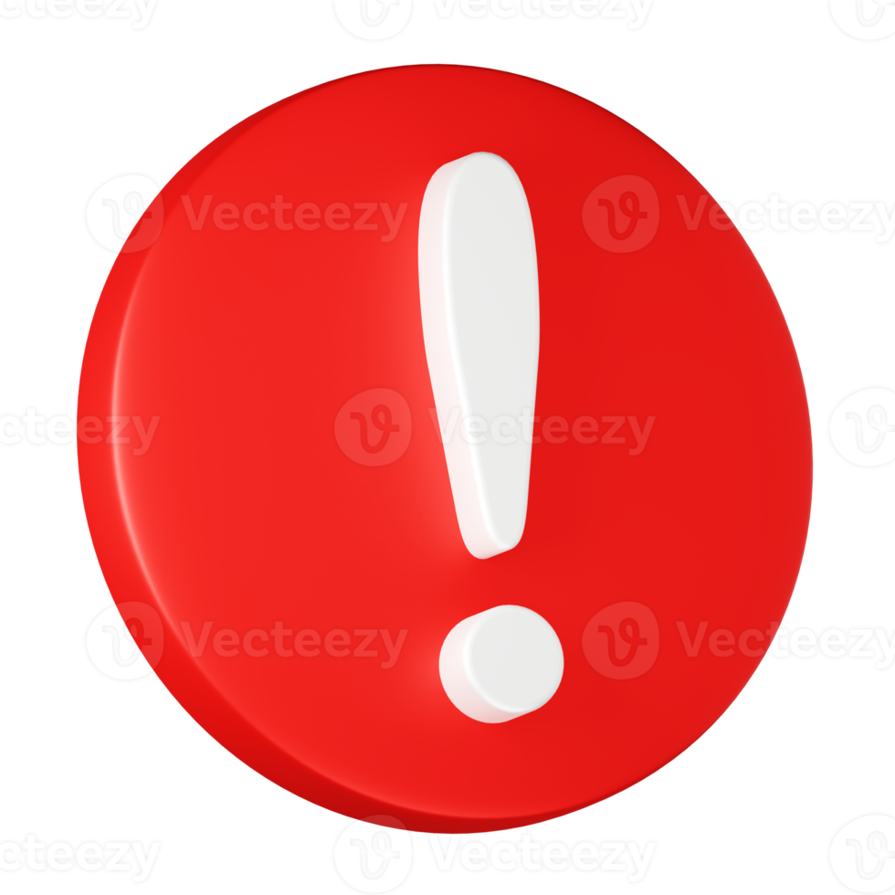 3d realistic red warning sign illustration png