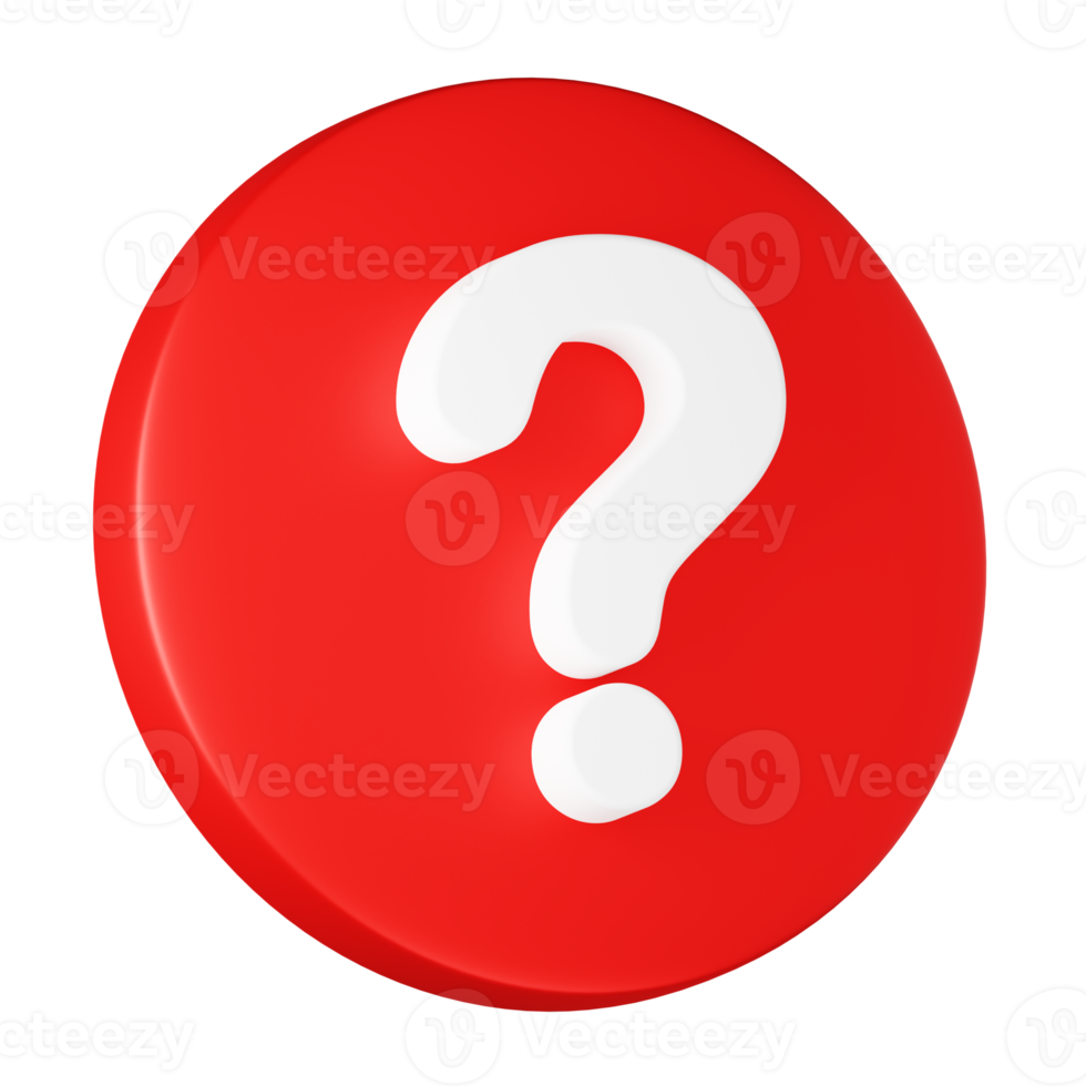 3d realistic red question mark illustration png