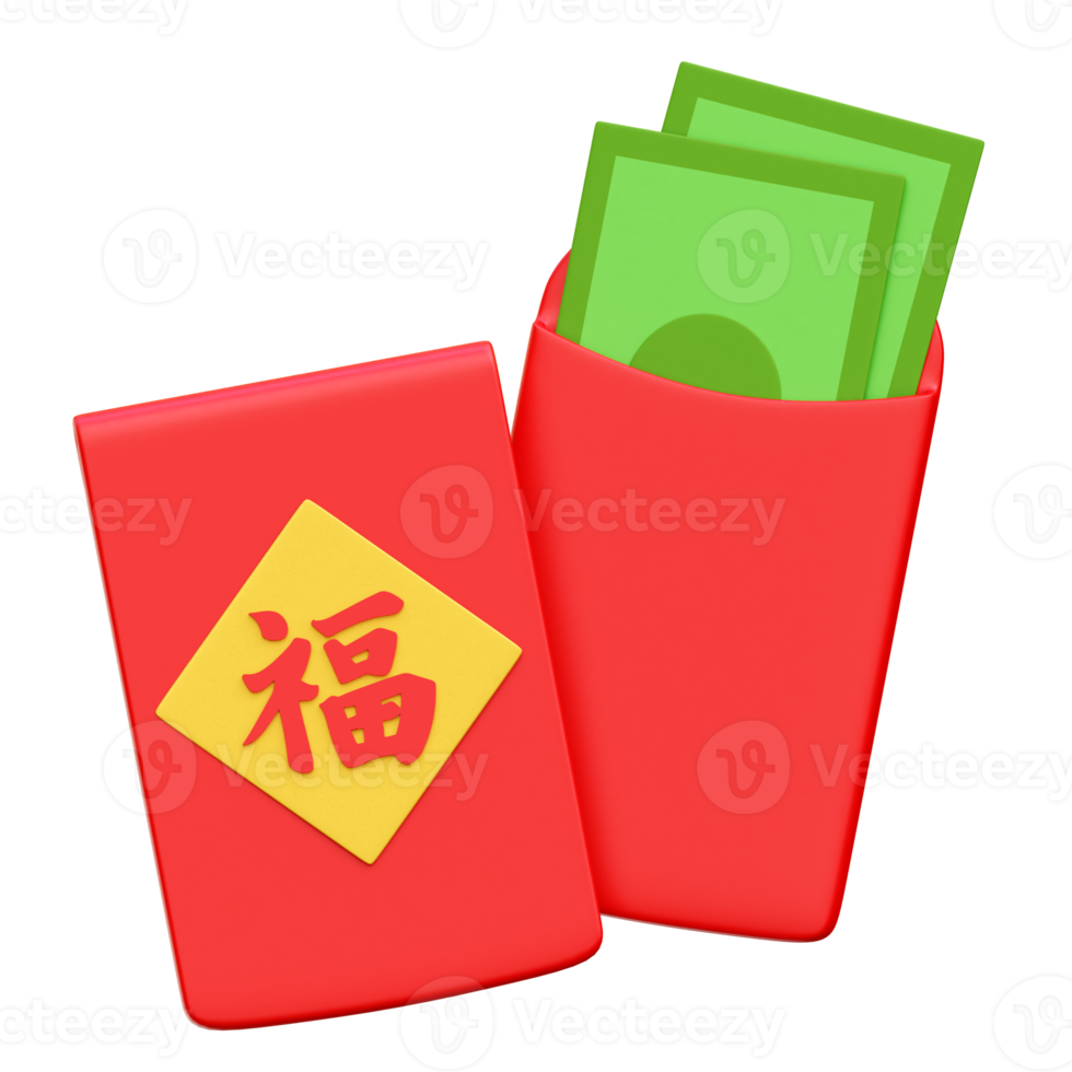 Abbildung des roten Umschlags des chinesischen Neujahrsfests 3d png