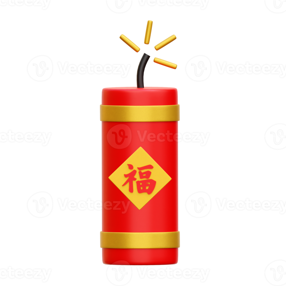 3D Chinese new year firecracker illustration png