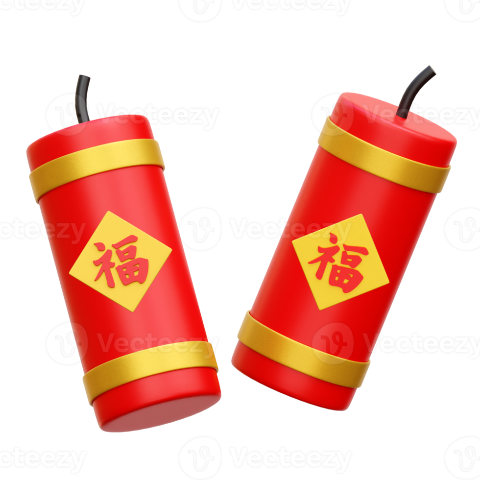 Vector 3d Fire Cracker Of Chinese New Year. Translation: The