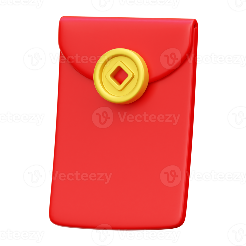 3D Chinese new year red envelope illustration png