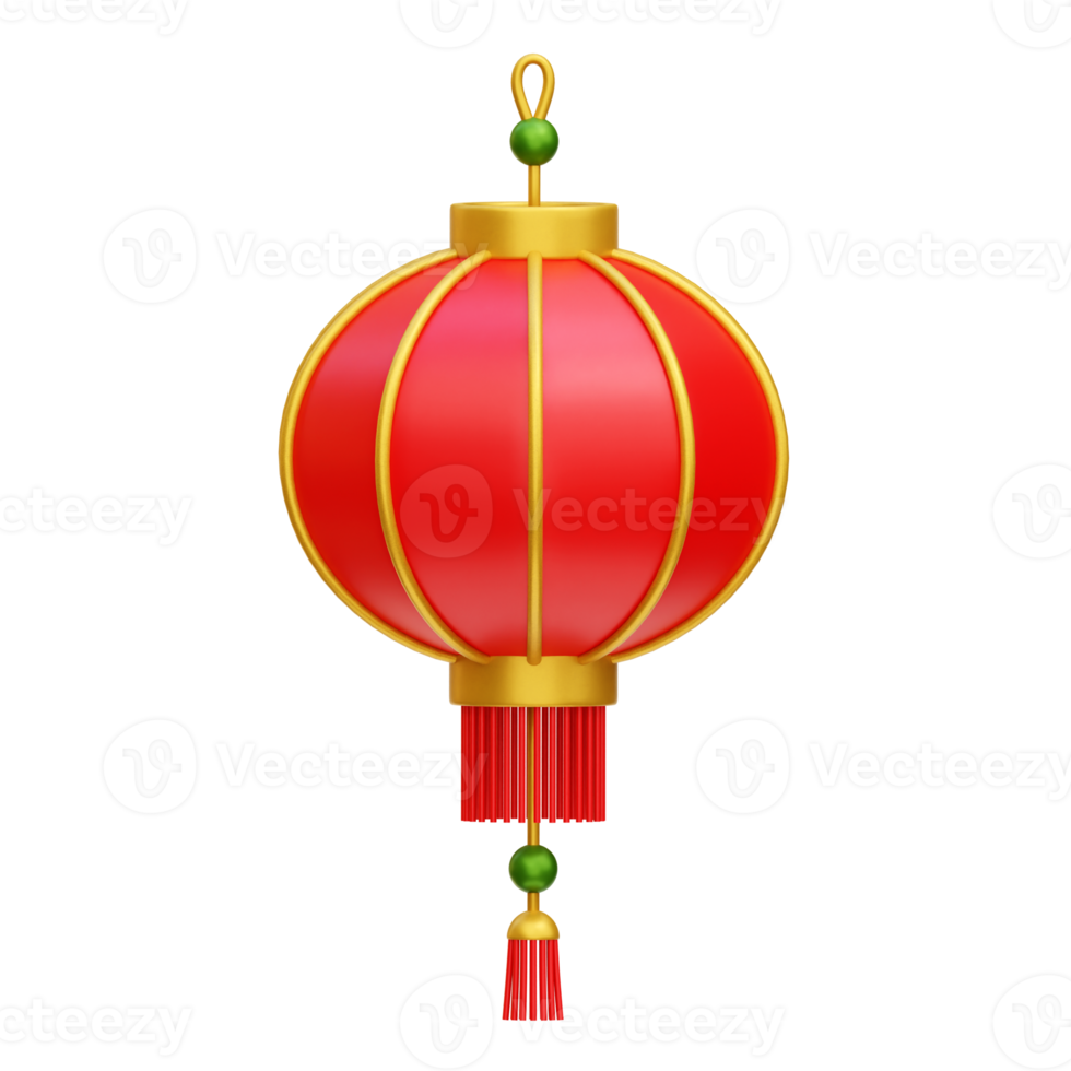 3D Chinese new year lantern illustration png