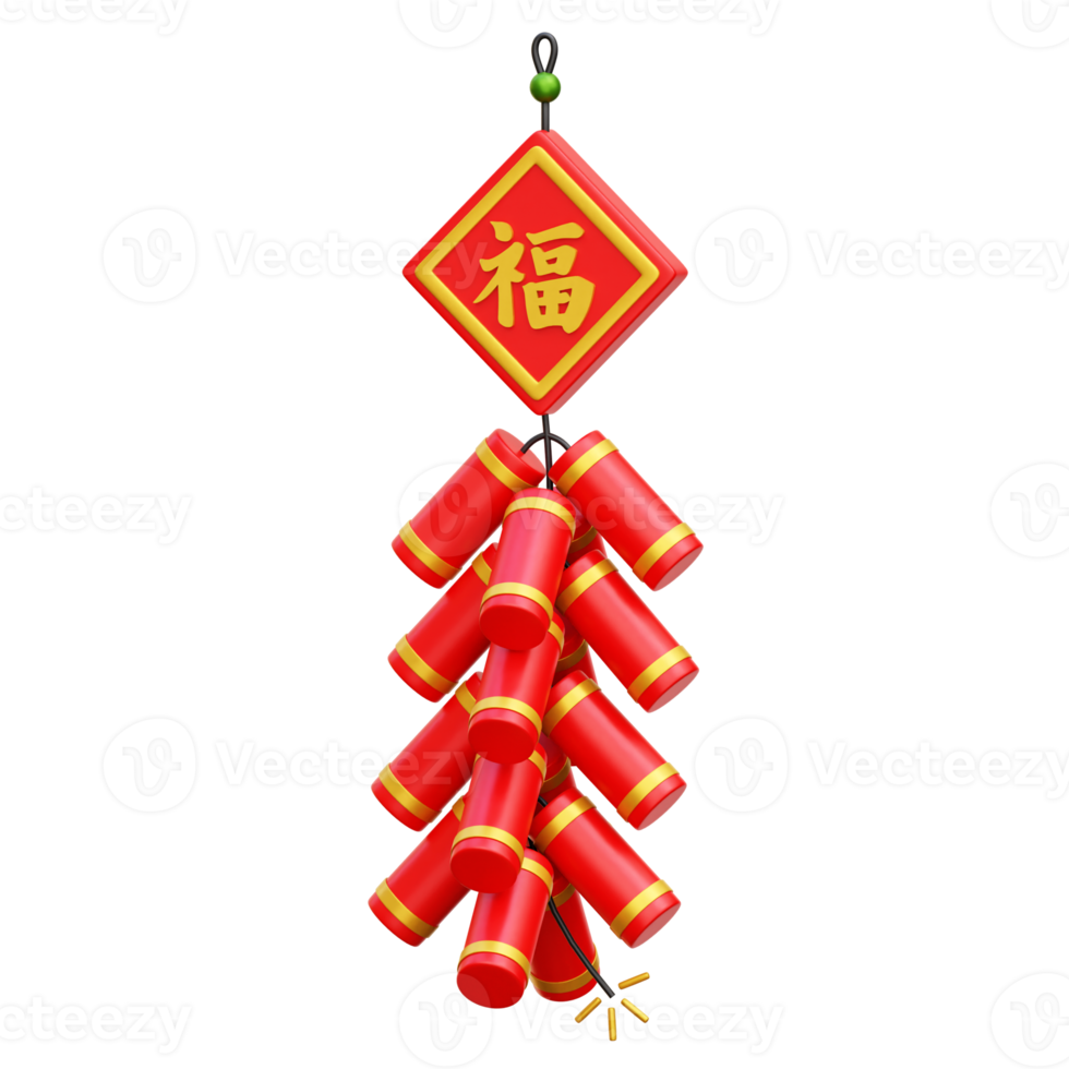 3D Chinese new year firecracker illustration png