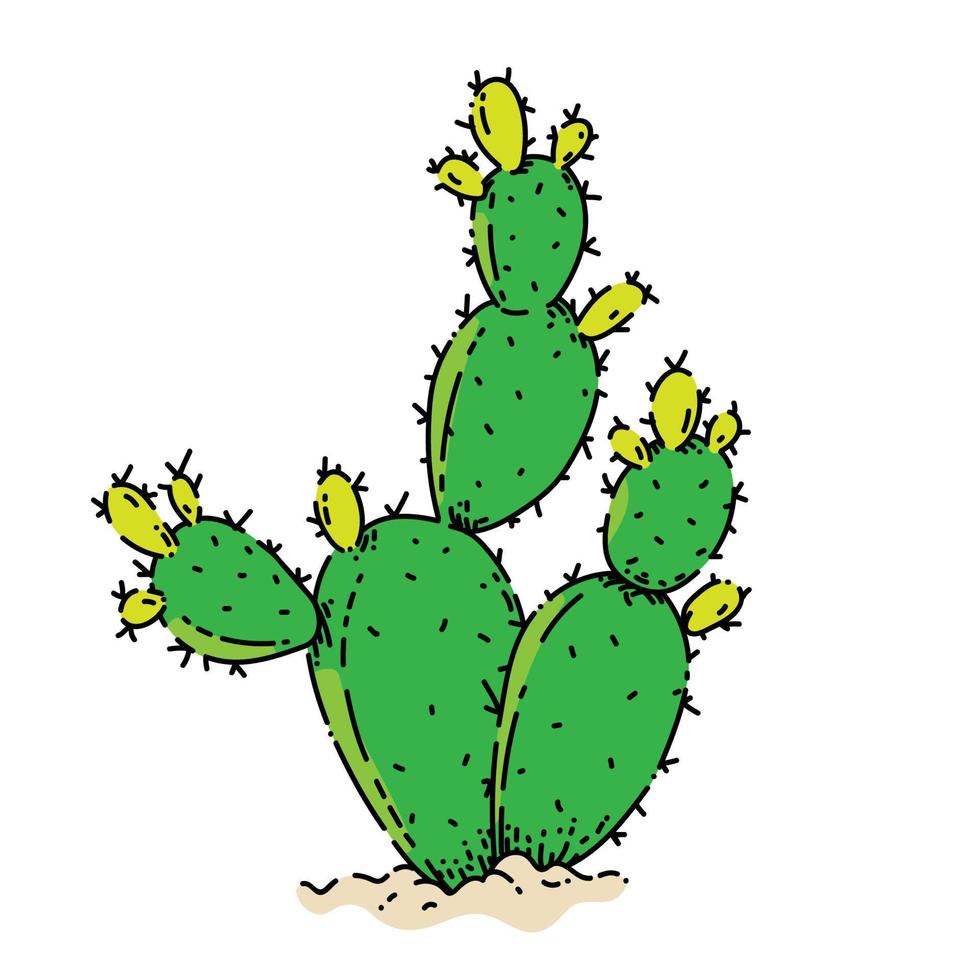 orejas de conejo cactus boceto dibujado a mano vector