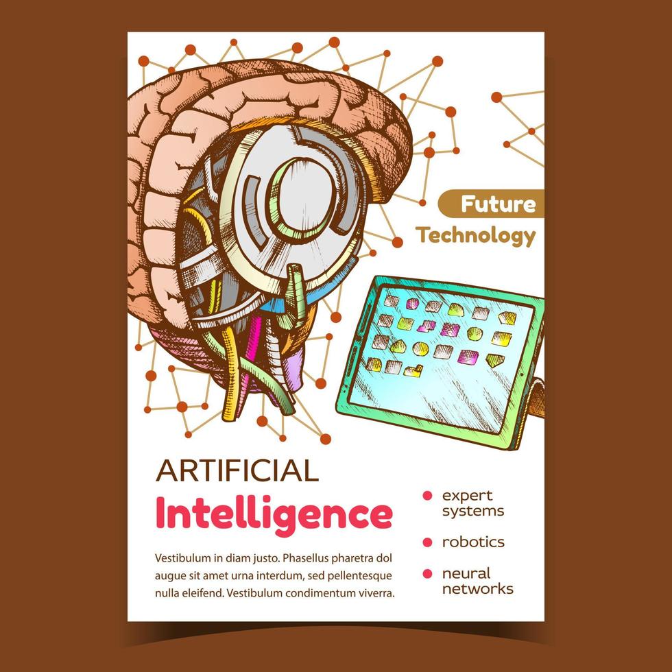 vector de cartel de publicidad de inteligencia artificial