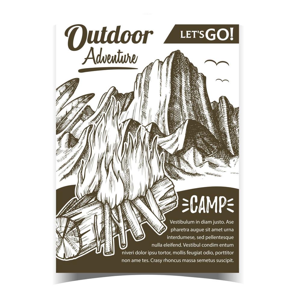Outdoor Adventure Camp Advertising Banner Vector