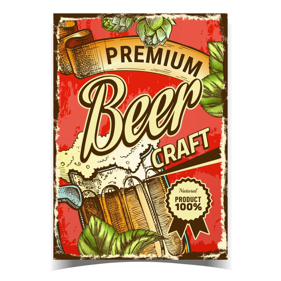 Beer Craft Drink Creative Advertise Poster Vector