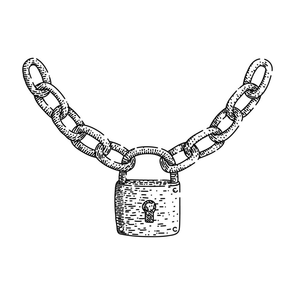 chain padlock sketch hand drawn vector