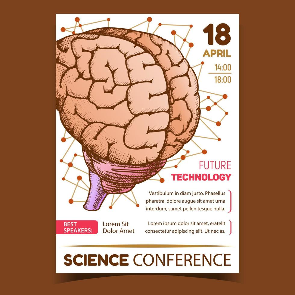 vector de cartel de publicidad de promoción de conferencia de ciencia