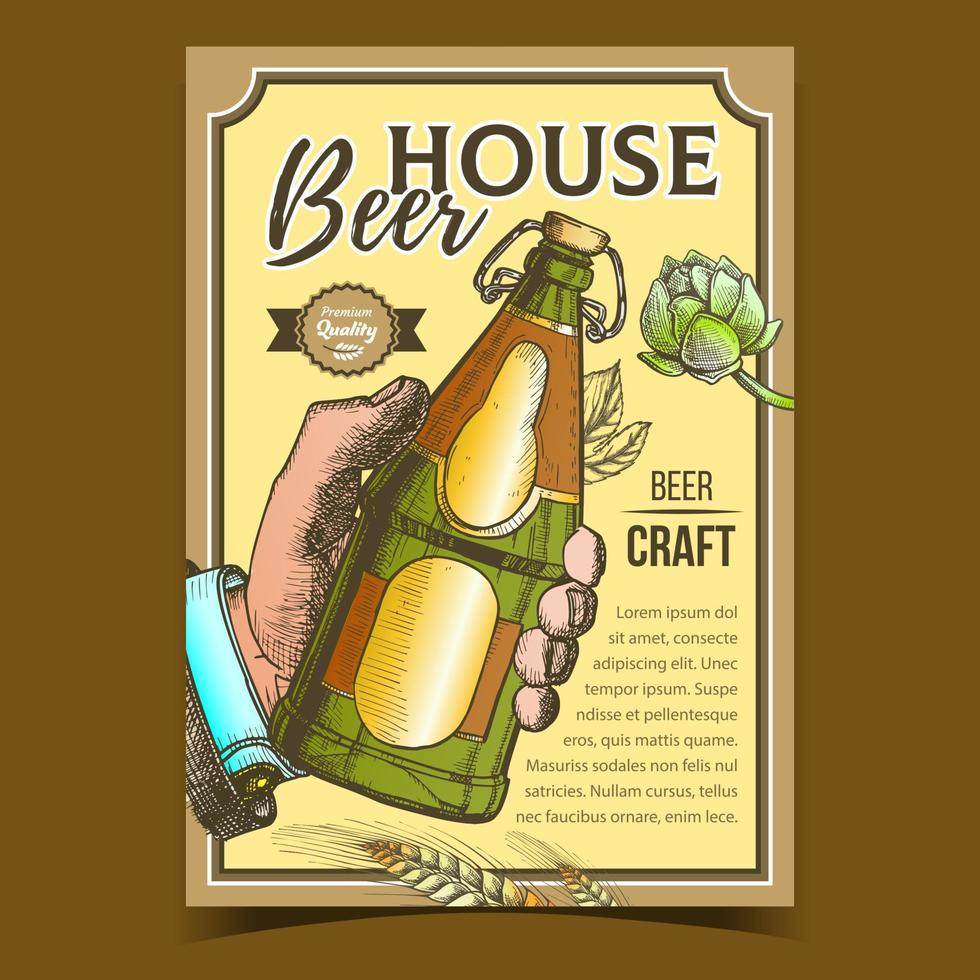 vector de banner de publicidad de cerveza artesanal elaborada en casa