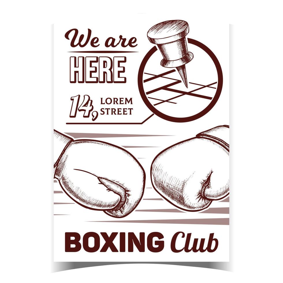 vector de cartel de publicidad de ubicación de mapa de club de boxeo