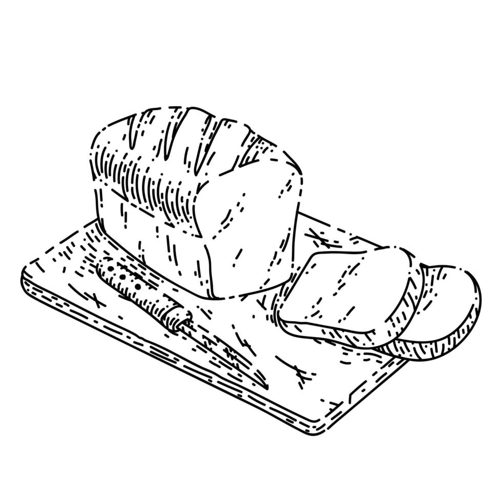 loaf bread sketch hand drawn vector