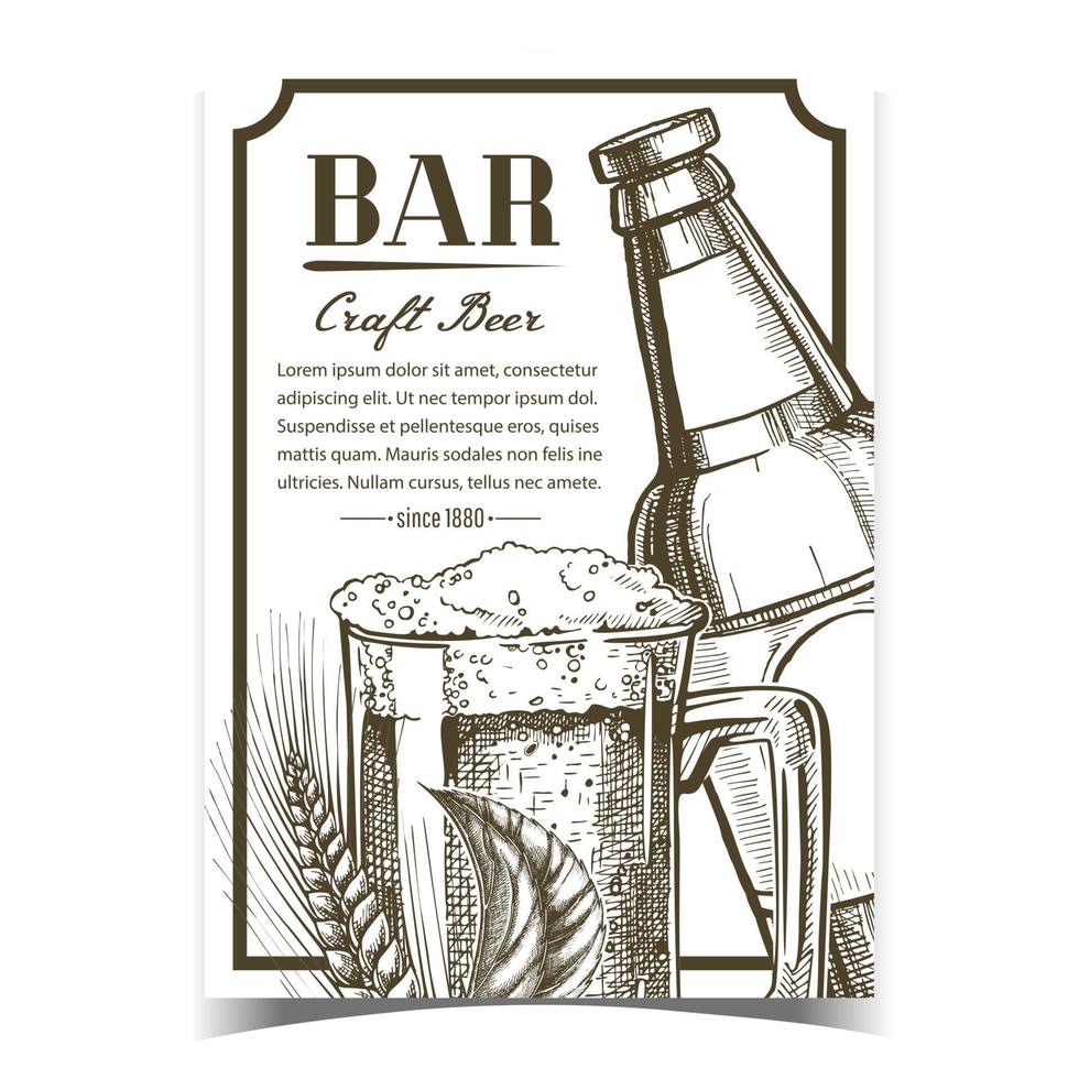bar cerveza artesanal alcohol bebida banner vector
