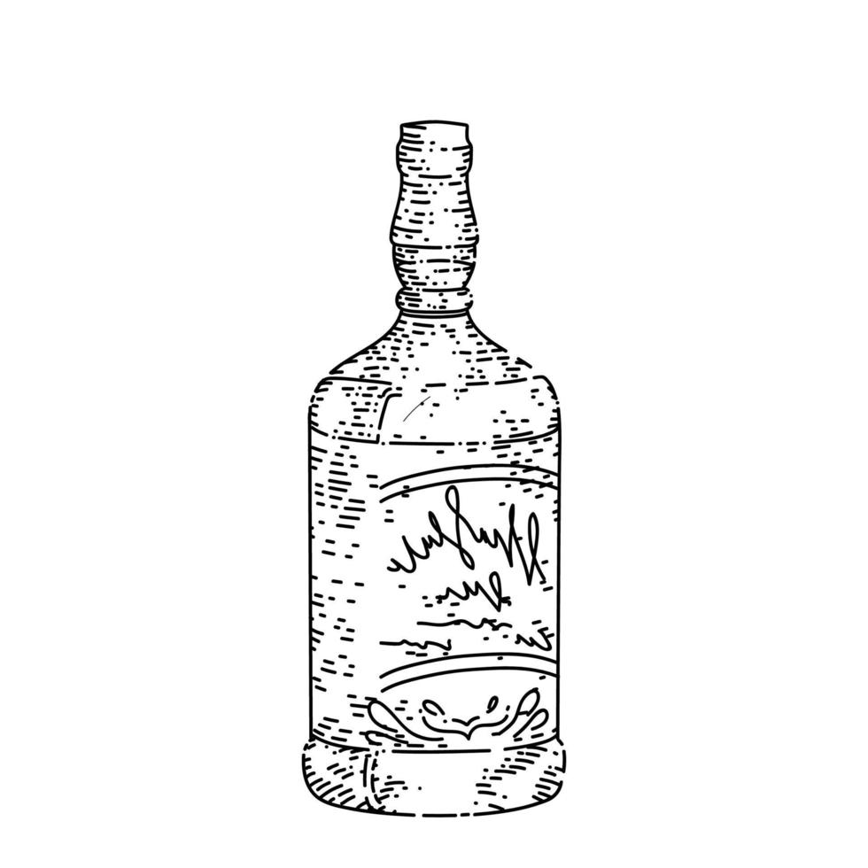 whiskey bottle sketch hand drawn vector