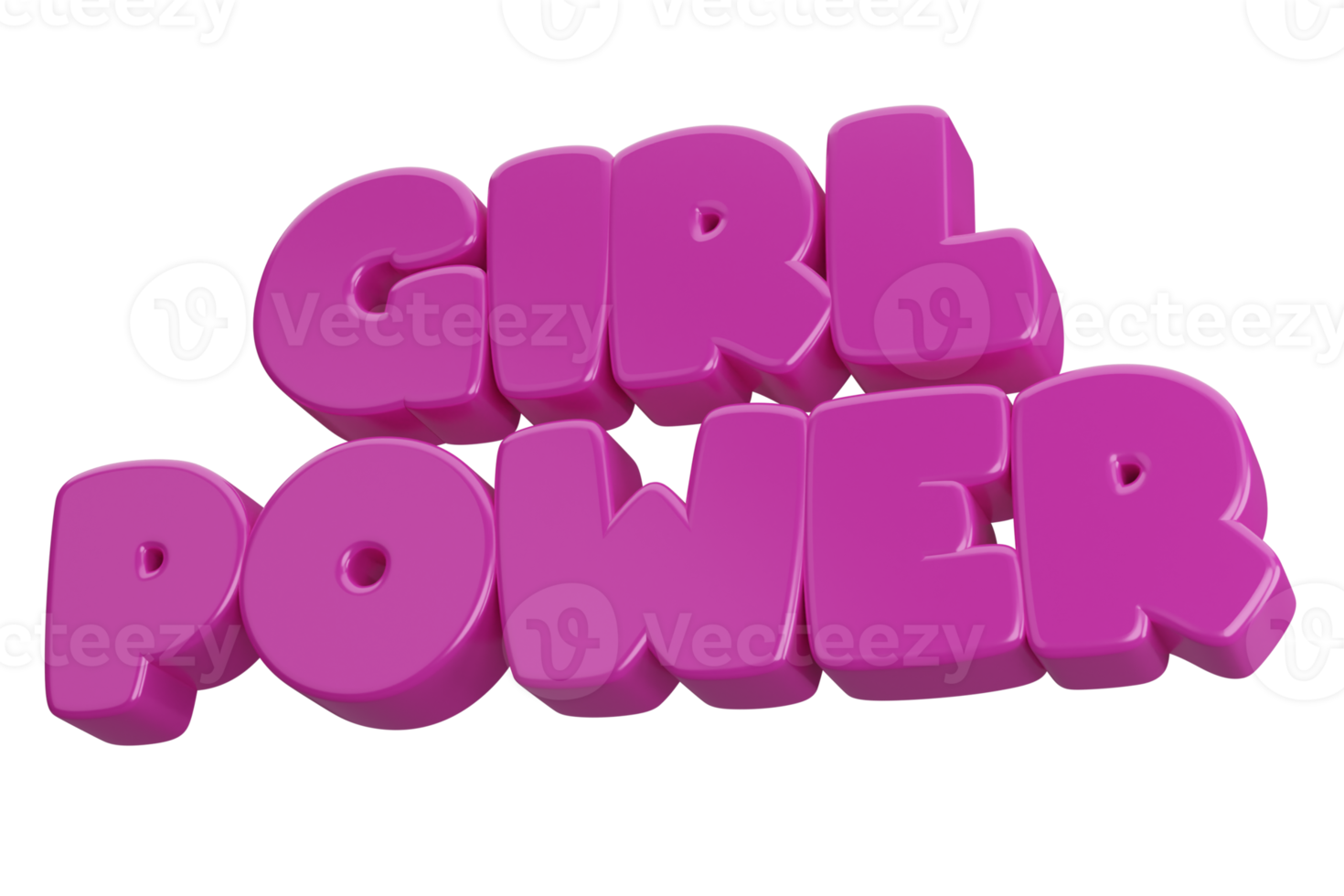 girl power 3d word text png