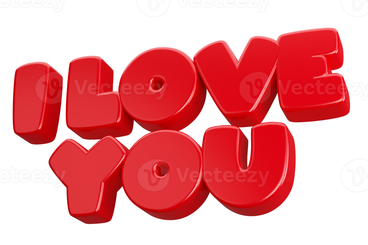 i love you 3d word text png