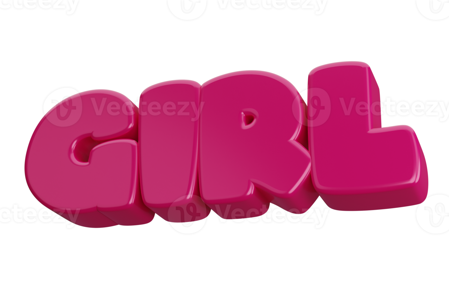girl 3d word text png