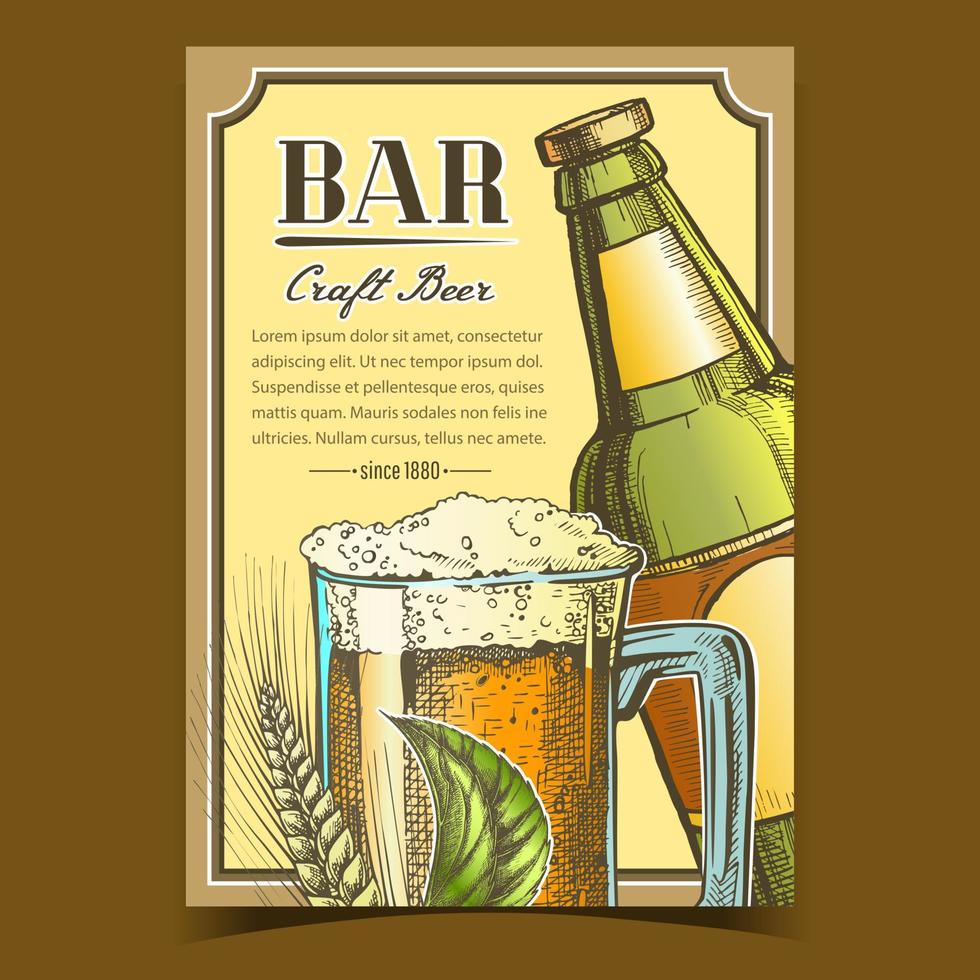 bar cerveza artesanal alcohol bebida banner vector