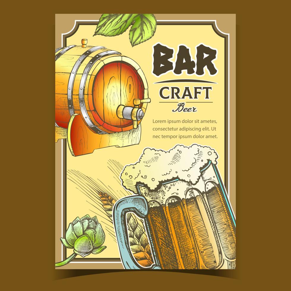 vector de banner de publicidad de cerveza artesanal elaborada en bar