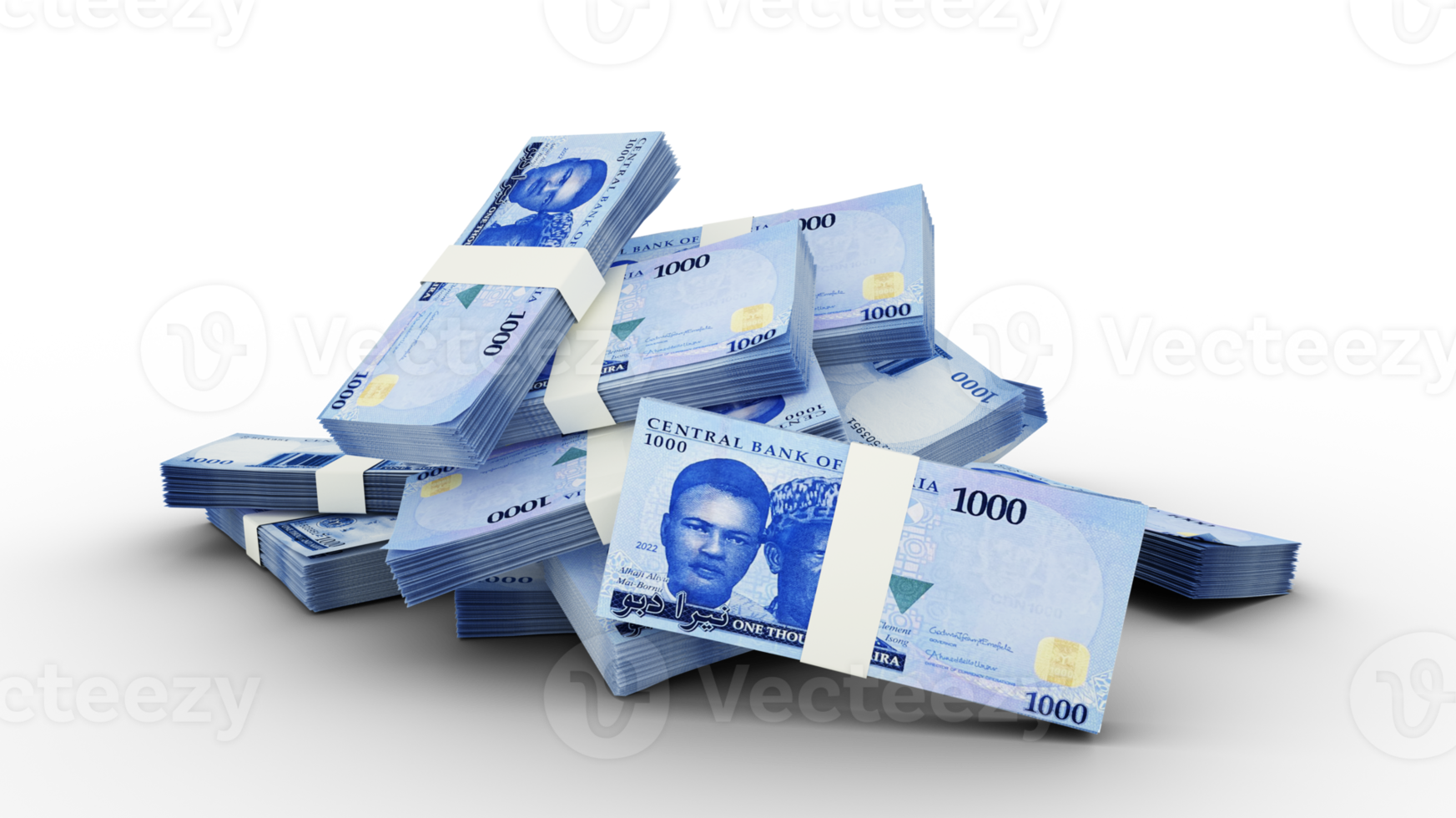 3d stack av 1000 nigerian naira anteckningar png