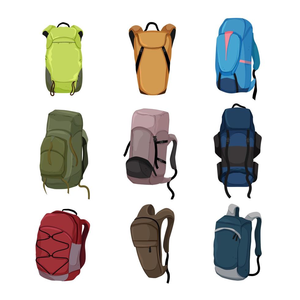 ilustración de vector de dibujos animados de conjunto de campamento de mochila