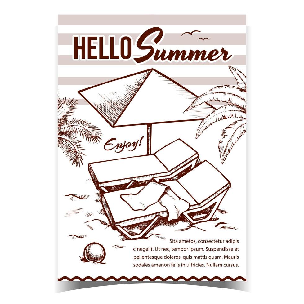 hola vacaciones de verano publicidad banner vector