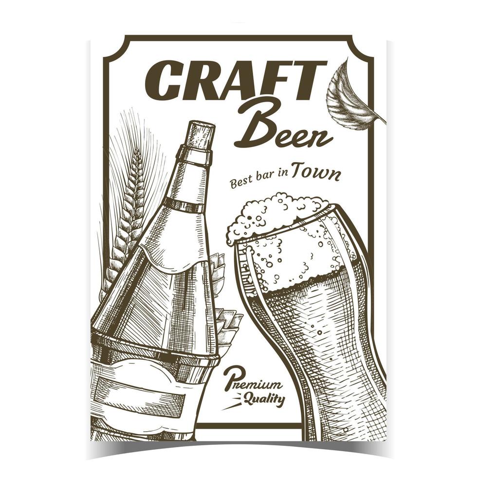 vector de cartel de publicidad de bebida de alcohol de cerveza artesanal