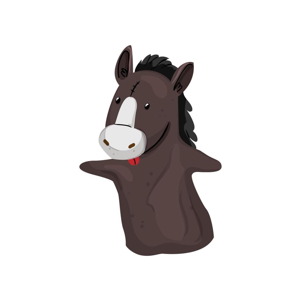 horse hand puppet cartoon vector illustration