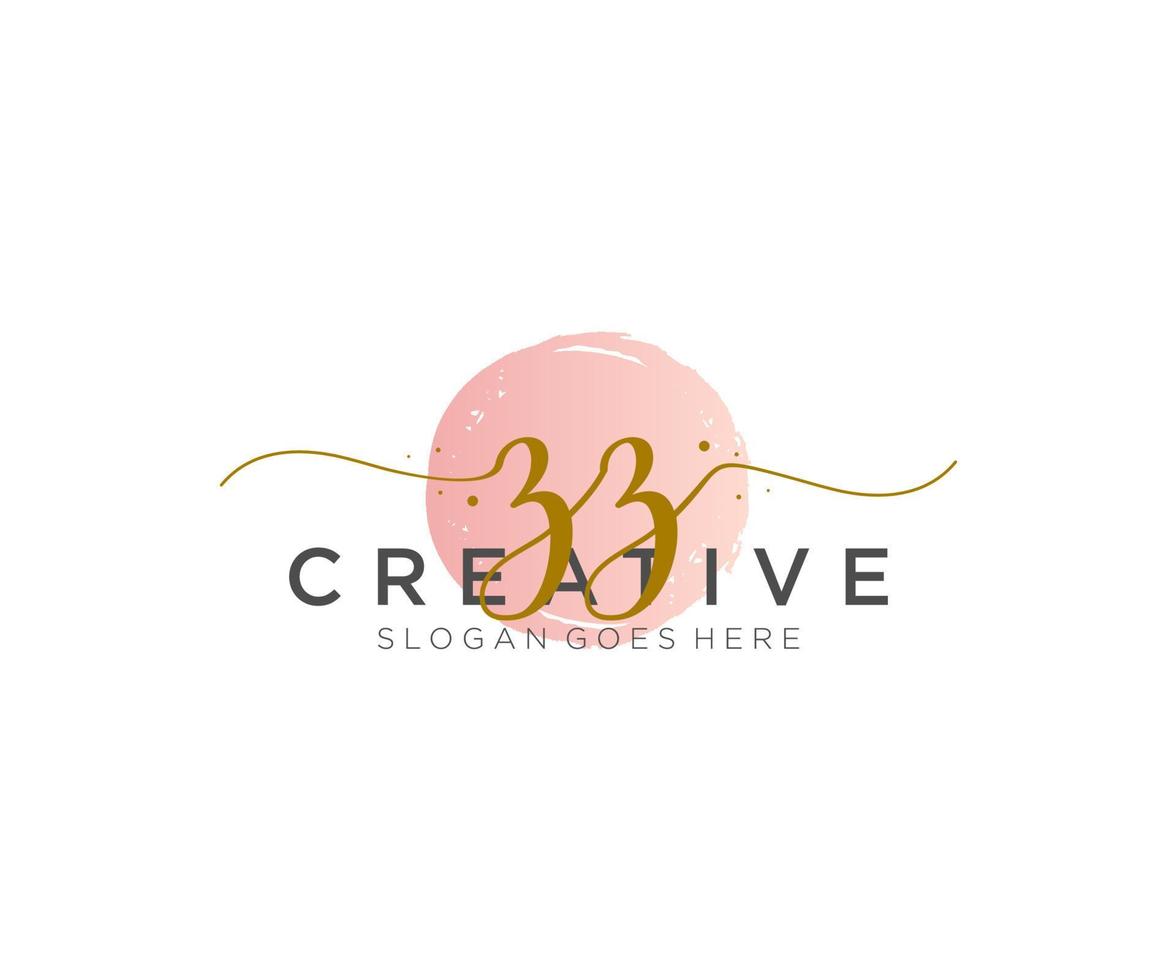 initial ZZ Feminine logo beauty monogram and elegant logo design, handwriting logo of initial signature, wedding, fashion, floral and botanical with creative template. vector