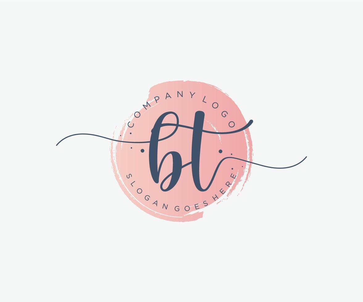 Initial BT feminine logo. Usable for Nature, Salon, Spa, Cosmetic and Beauty Logos. Flat Vector Logo Design Template Element.