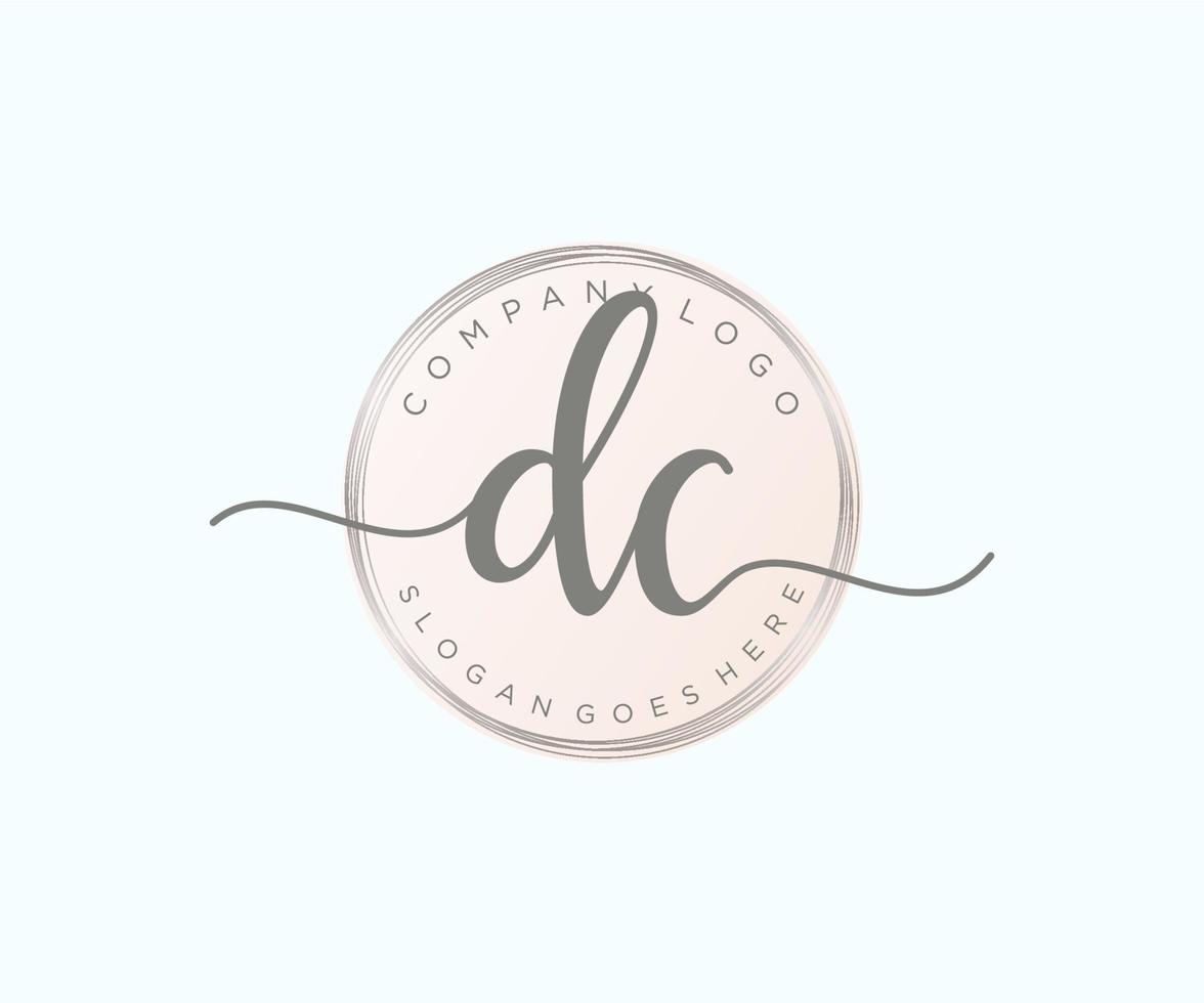 Initial DC feminine logo. Usable for Nature, Salon, Spa, Cosmetic and Beauty Logos. Flat Vector Logo Design Template Element.