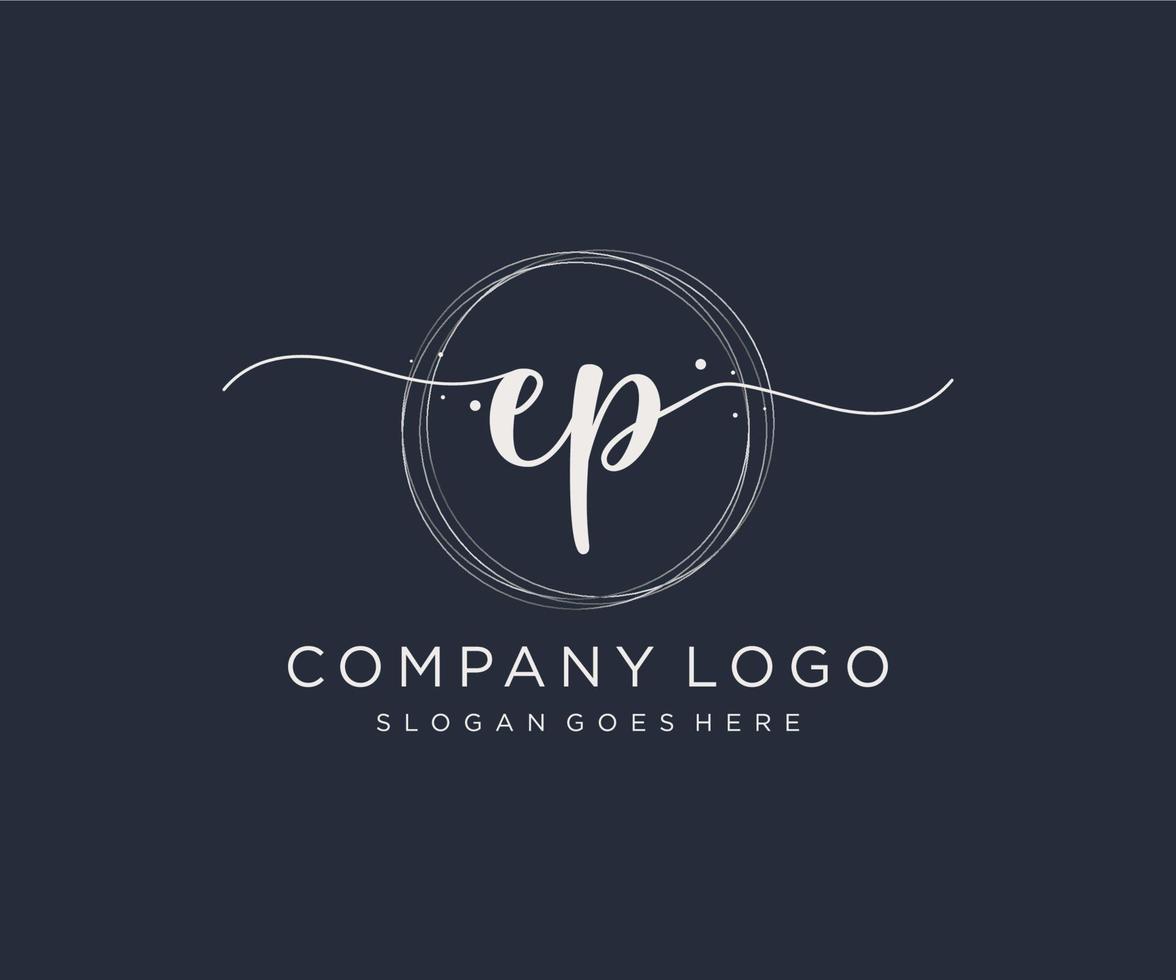 Initial EP feminine logo. Usable for Nature, Salon, Spa, Cosmetic and Beauty Logos. Flat Vector Logo Design Template Element.