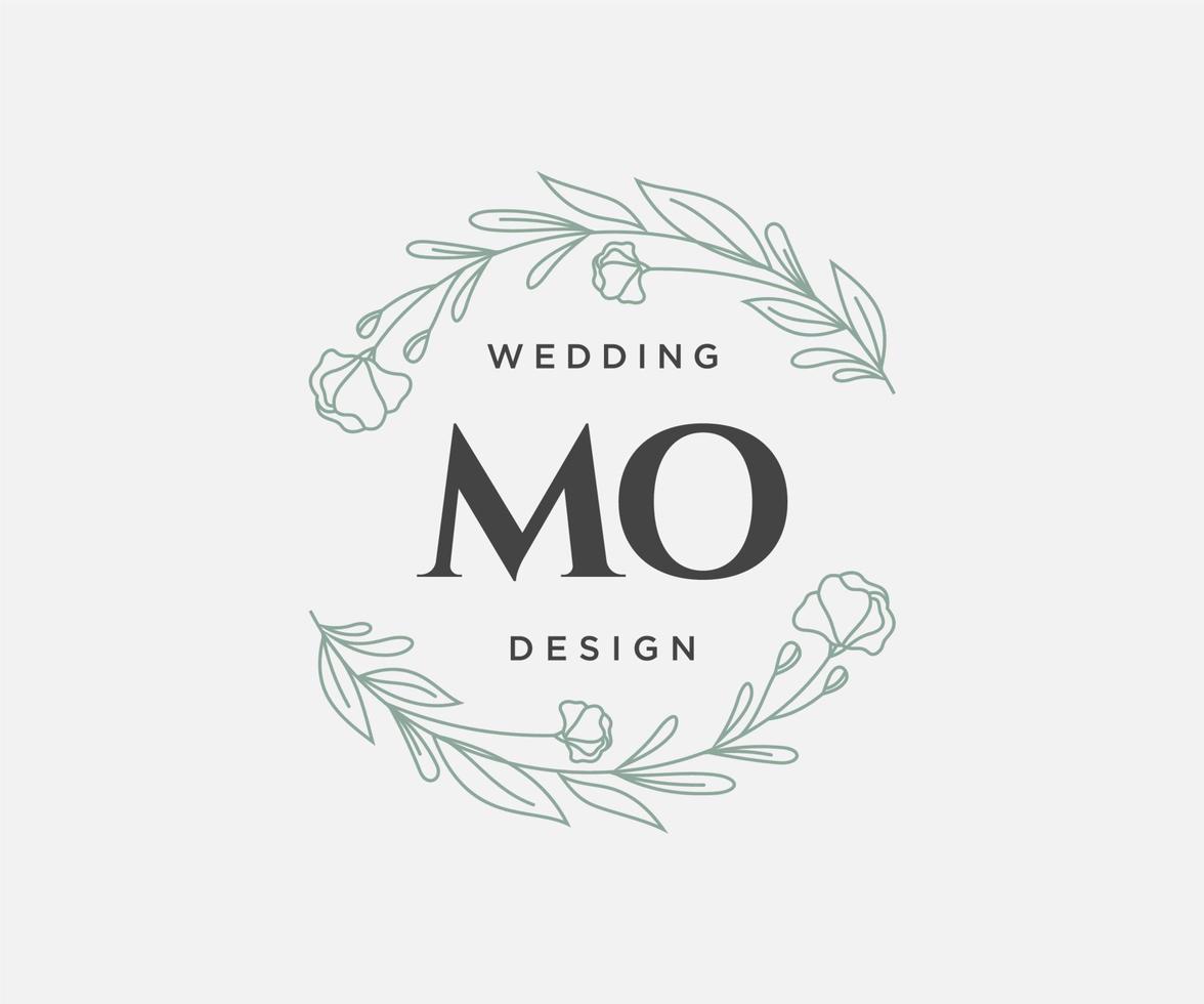 MO Initials letter Wedding monogram logos collection, hand drawn modern minimalistic and floral templates for Invitation cards, Save the Date, elegant identity for restaurant, boutique, cafe in vector