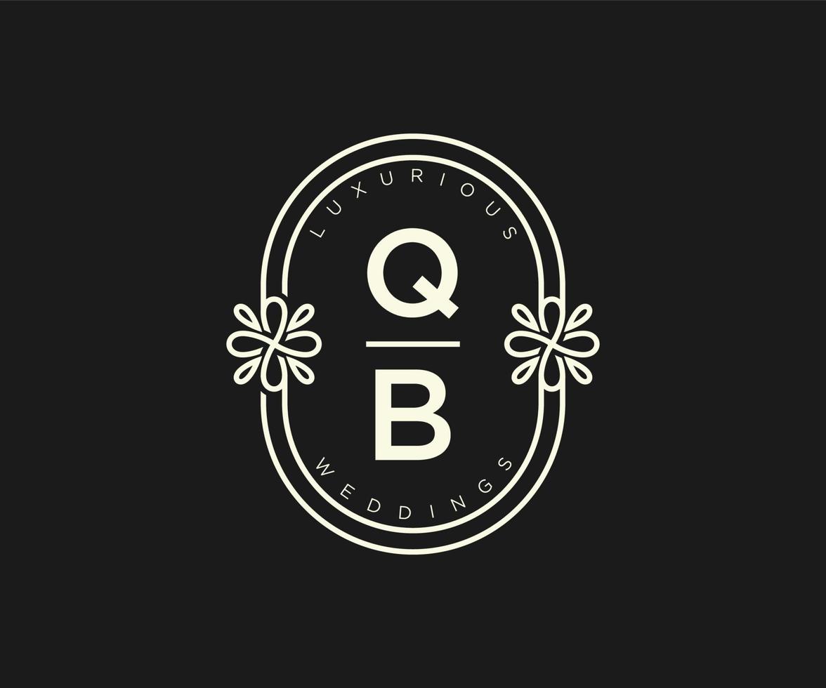 QB Initials letter Wedding monogram logos template, hand drawn modern minimalistic and floral templates for Invitation cards, Save the Date, elegant identity. vector