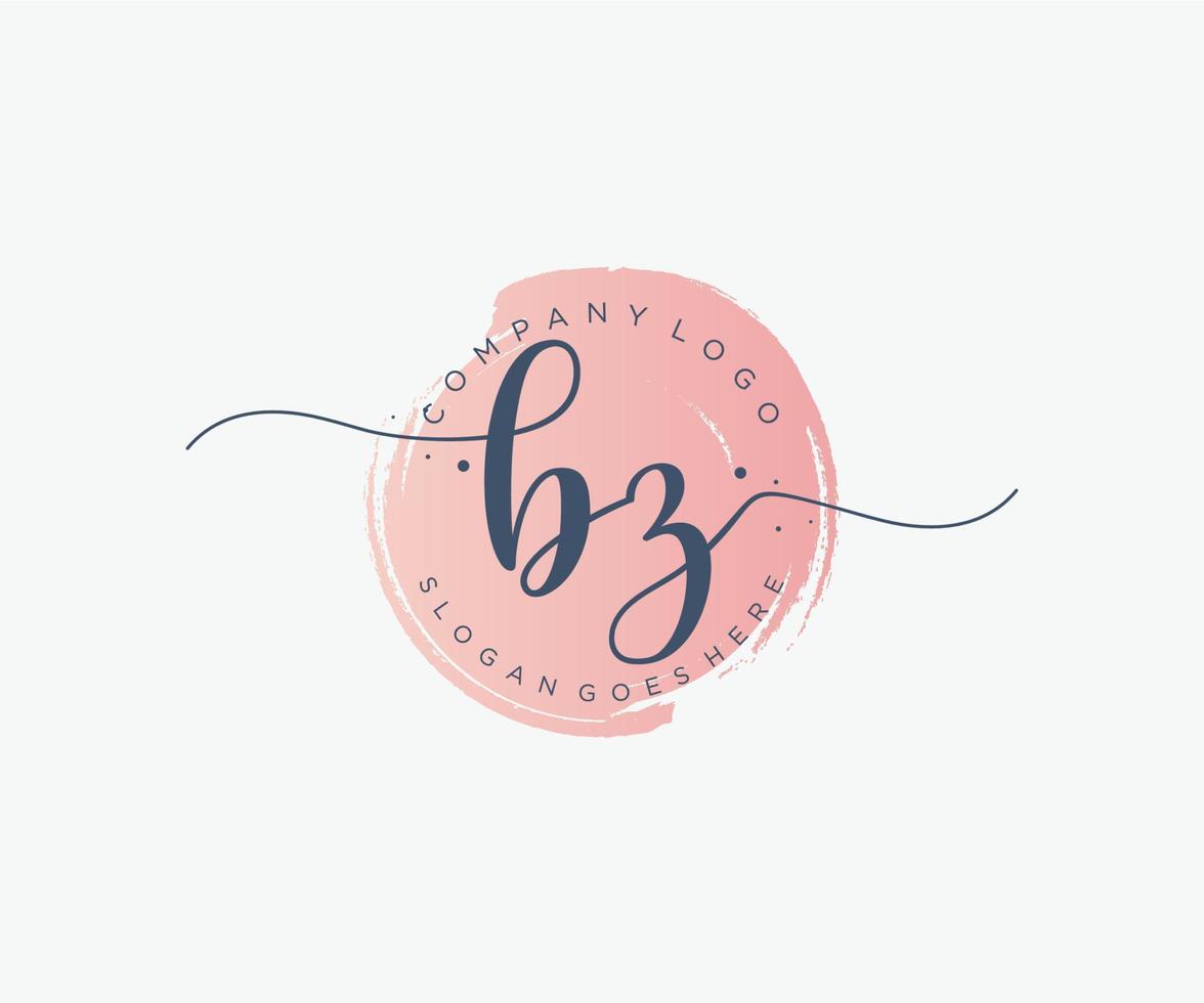 Initial BZ feminine logo. Usable for Nature, Salon, Spa, Cosmetic and Beauty Logos. Flat Vector Logo Design Template Element.