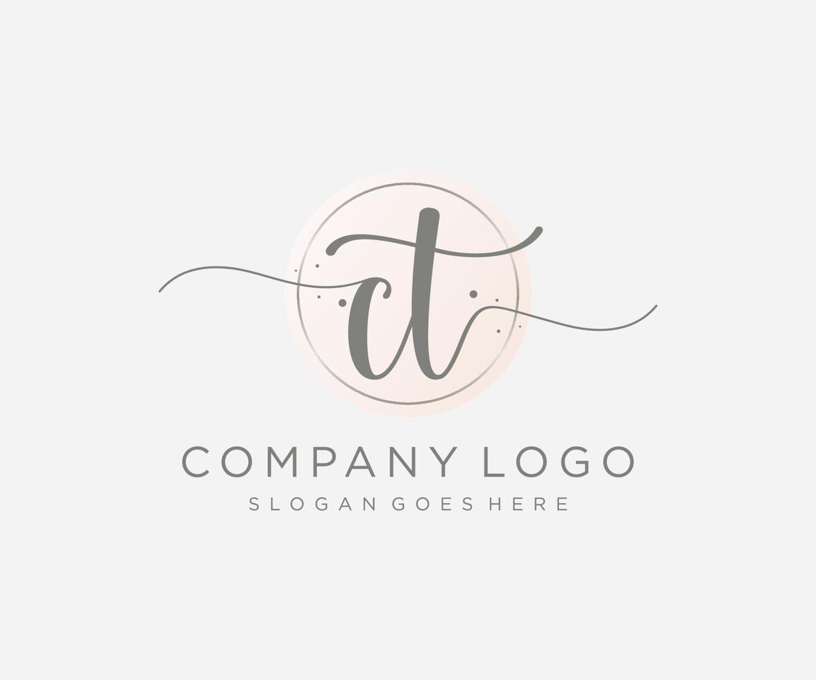 Initial CT feminine logo. Usable for Nature, Salon, Spa, Cosmetic and Beauty Logos. Flat Vector Logo Design Template Element.