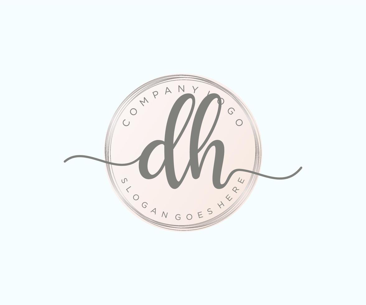 Initial DH feminine logo. Usable for Nature, Salon, Spa, Cosmetic and Beauty Logos. Flat Vector Logo Design Template Element.