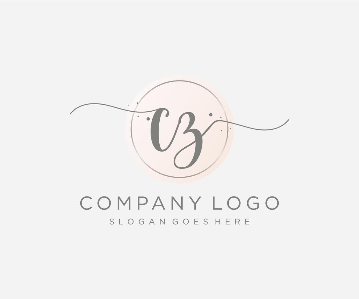 Initial CZ feminine logo. Usable for Nature, Salon, Spa, Cosmetic and Beauty Logos. Flat Vector Logo Design Template Element.