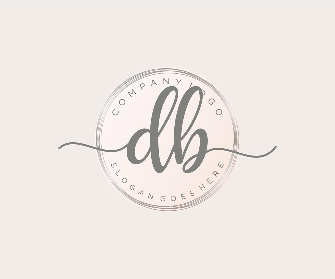 Initial DB feminine logo. Usable for Nature, Salon, Spa, Cosmetic and Beauty Logos. Flat Vector Logo Design Template Element.